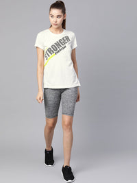 HRX by Hrithik Roshan White Printed Rapid Dry N9 Antimicrobial Technology Training T-shirt