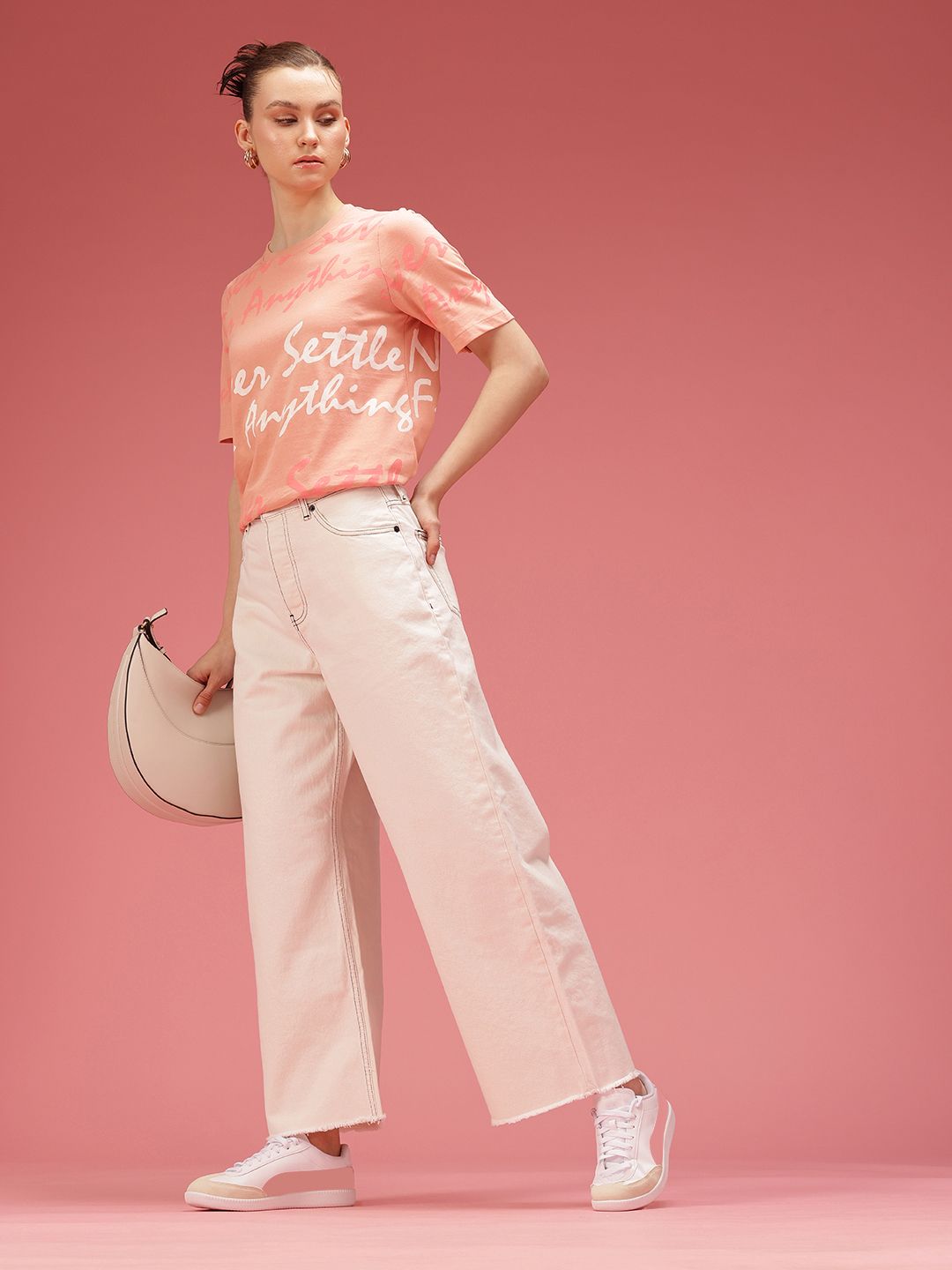 DressBerry Pure Cotton Typography Printed T-shirt