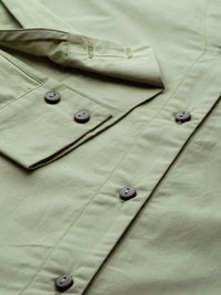 SASSAFRAS Women Green Solid Boxy Casual Shirt