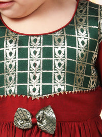 VASTRAMAY Infant Girls Self Design Bow Fit & Flare Ethnic Dress