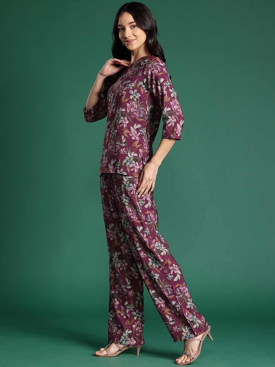 DressBerry Floral Printed Tunic With Trousers Co-Ords