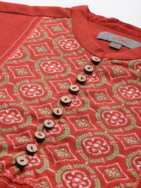 Anouk Men Yoke Design Cotton Linen Indie Prints Kurta