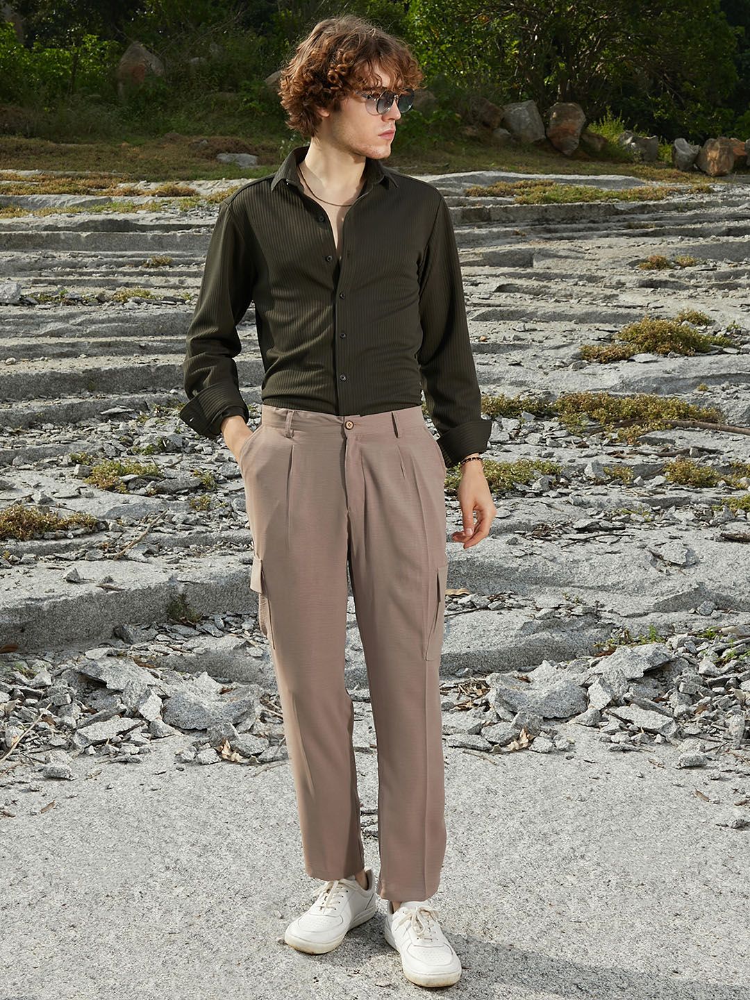 Campus Sutra Lelaki Keselesaan Longgar Fit Cargos