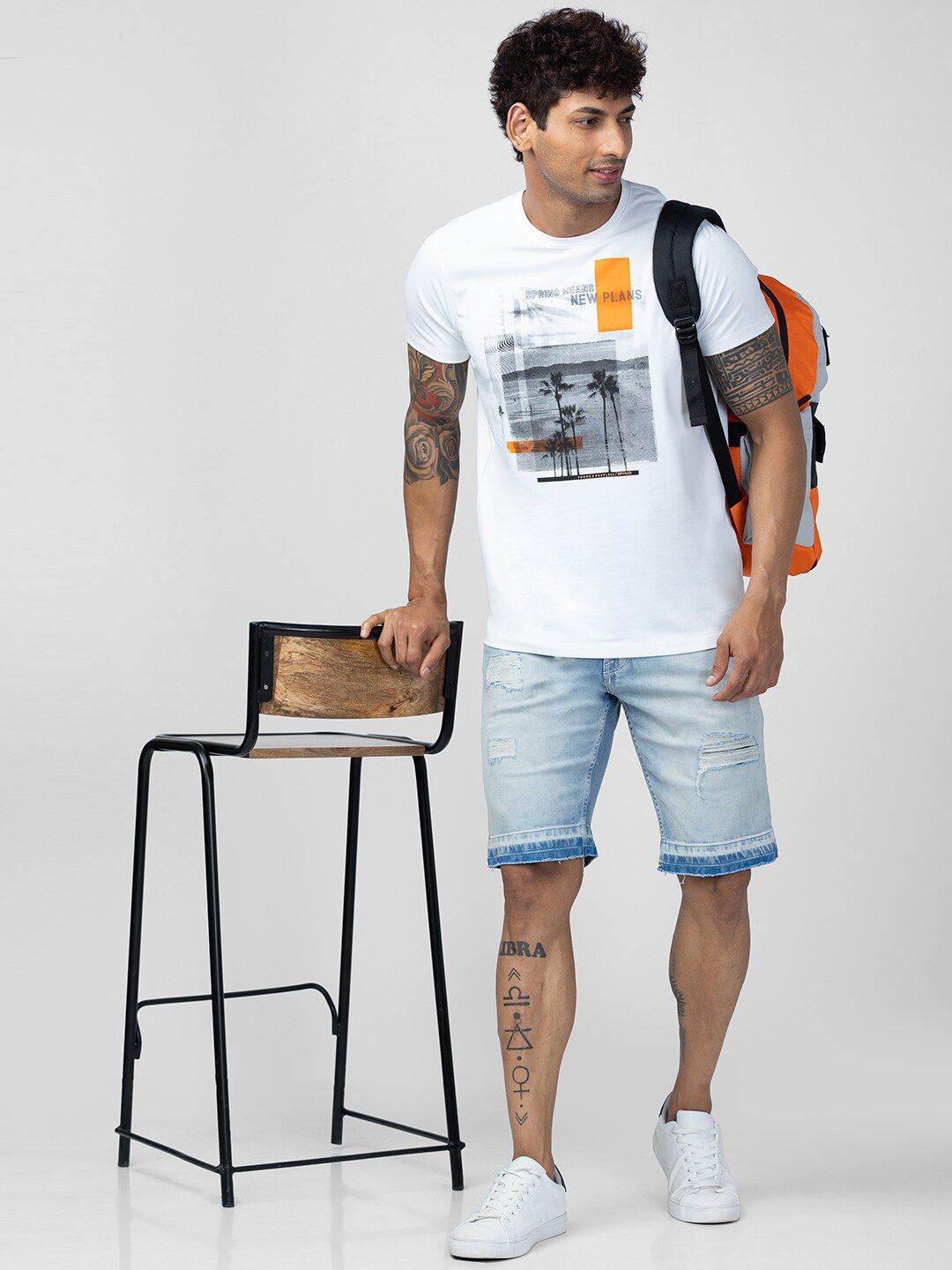 SPYKAR Men Washed Cotton Regular Fit Denim Shorts