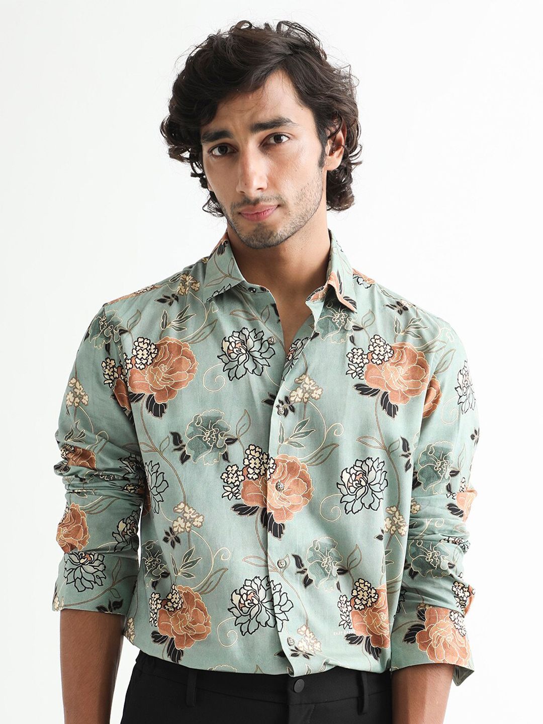 RARE RABBIT Men Nord Regular Fit Floral Printed Cotton Shirt