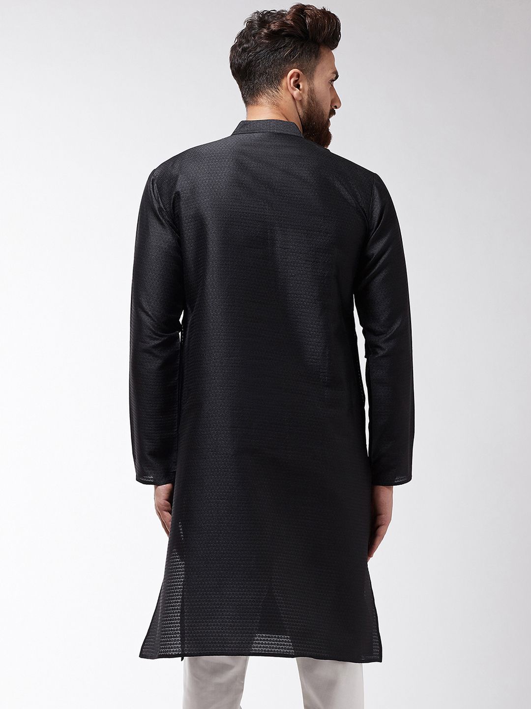 SOJANYA Lelaki Hitam Solid Kurta Lurus