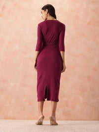 all about you Ribbed Wrap Style Dress Comes With a Belt