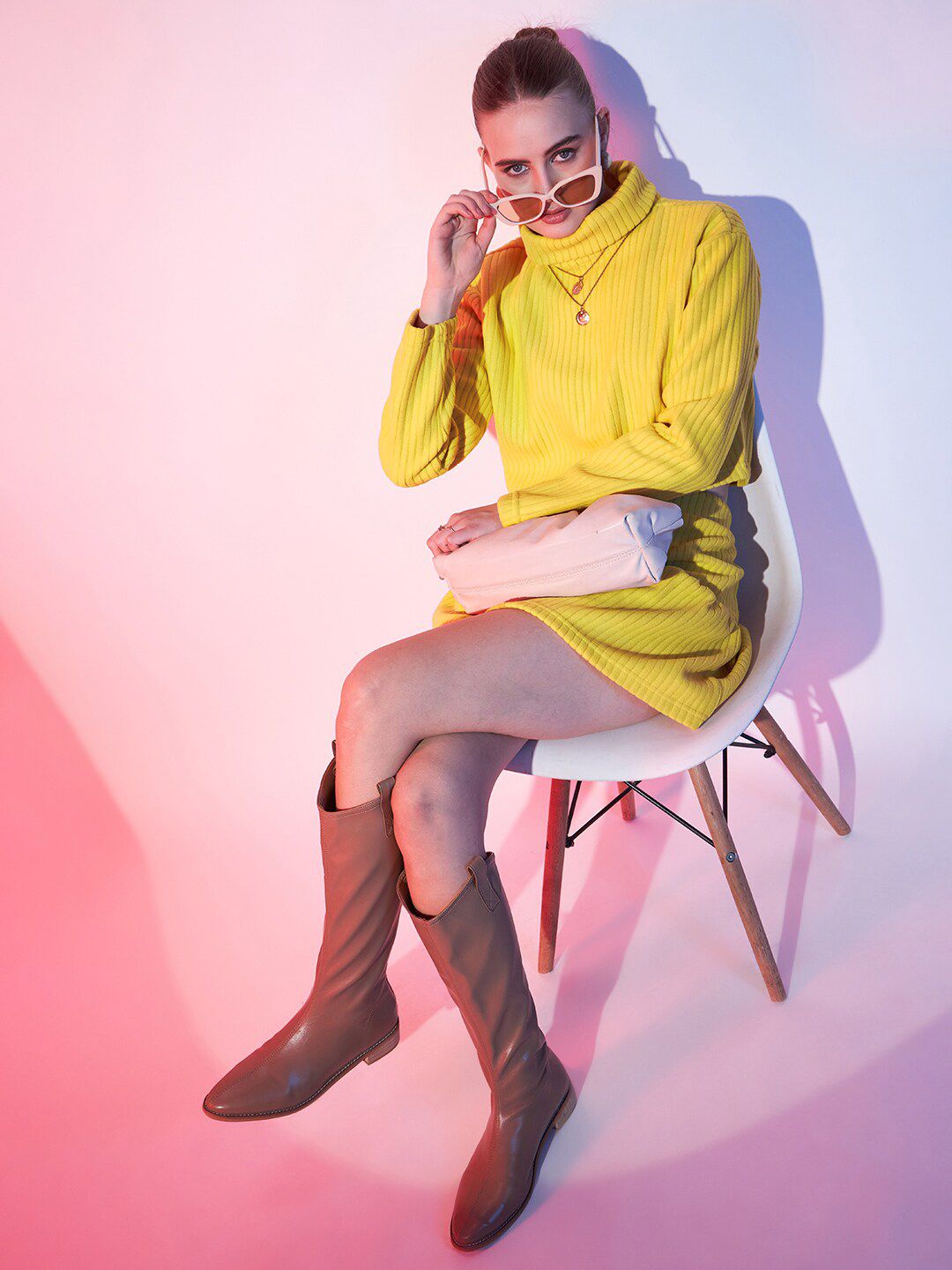 STREET 9 Knitted High Neck Crop Top