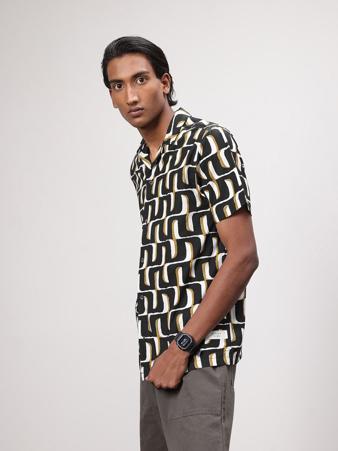 ether Artisan Hand Block Geometric Printed Casual Shirt