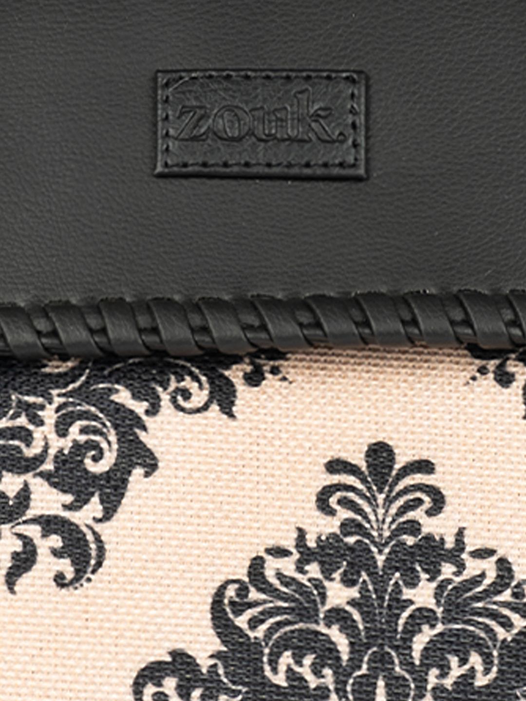 ZOUK Ethnic Motifs Printed Jute Structured Satchel