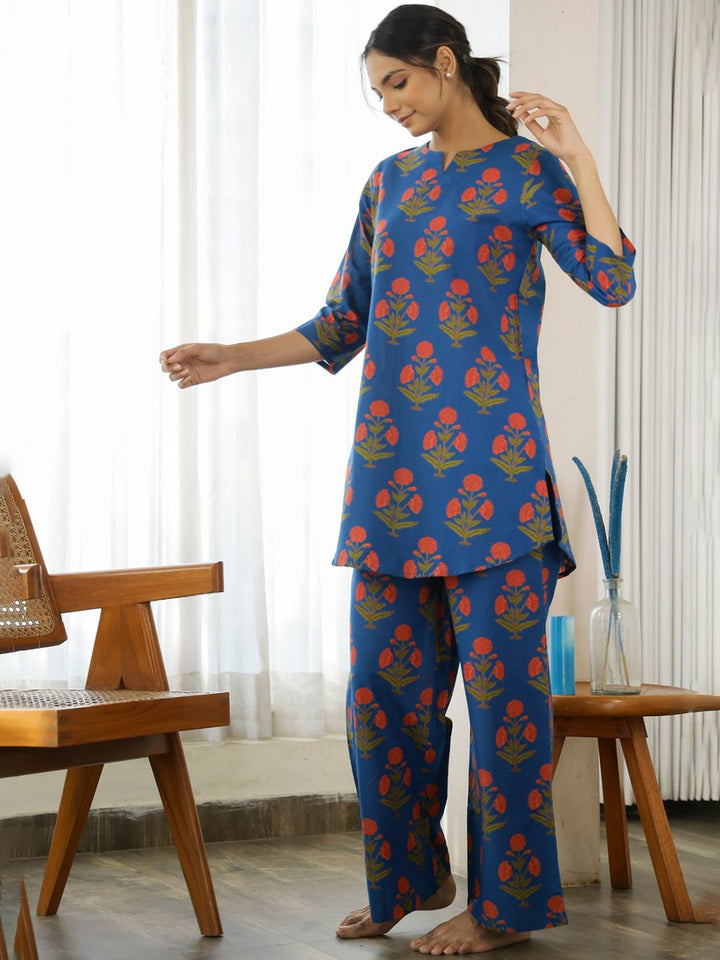 SANSKRUTIHOMES Floral Printed Pure Cotton Night suit