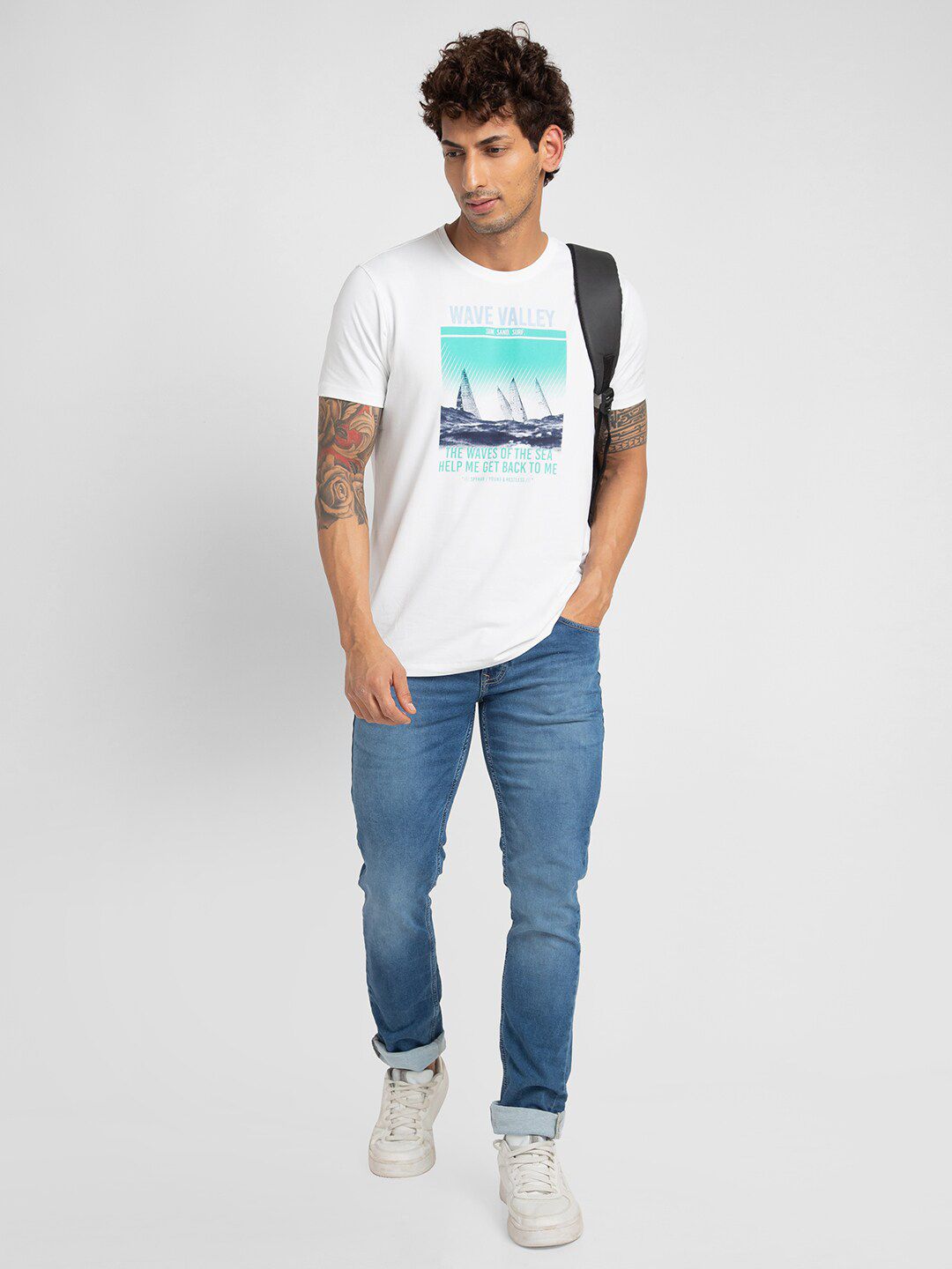 SPYKAR Typography Printed Short Sleeve T-shirt