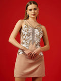 STREET 9 Embellished Shoulder Straps Net Sheath Dress