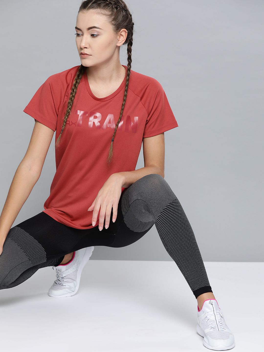 HRX by Hrithik Roshan Women Rust Red Rapid Dry Training Tshirt