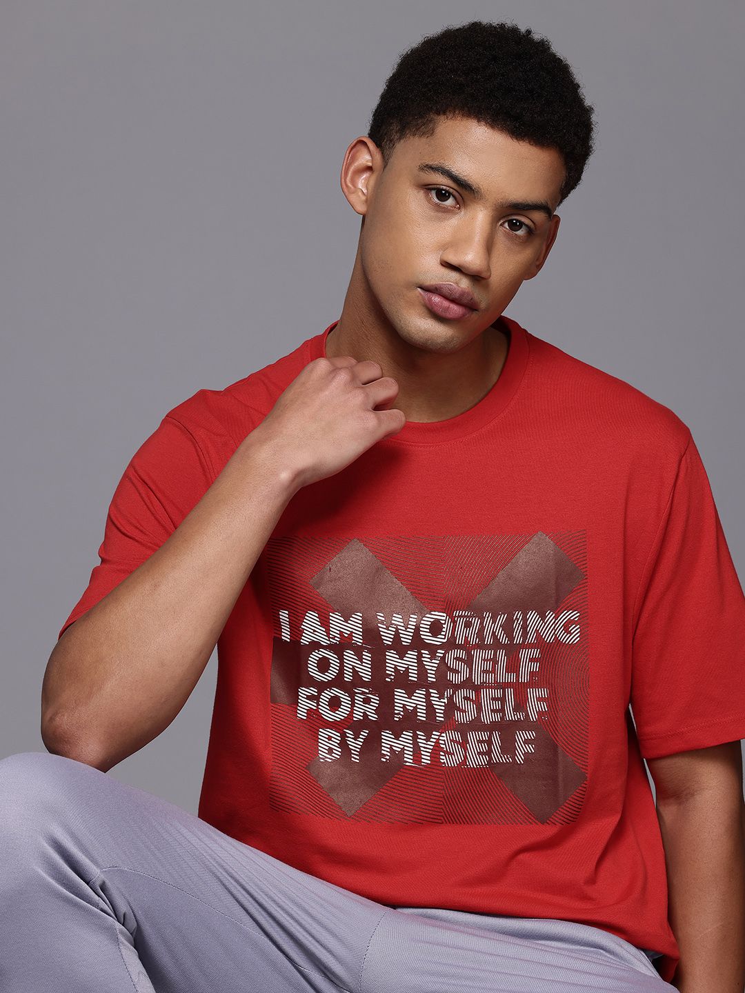 HRX by Hrithik Roshan Typography Print Drop-Shoulder Sleeves Training T-shirt