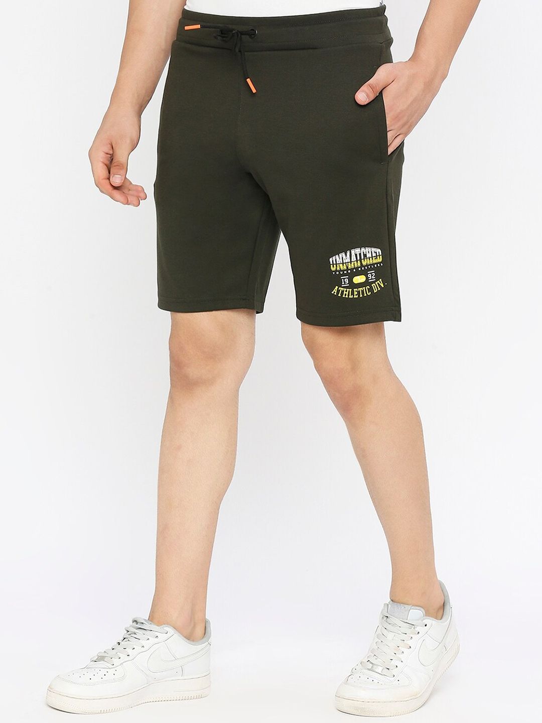 SPYKAR Men Typography Printed Mid Rise Cotton Sports Shorts