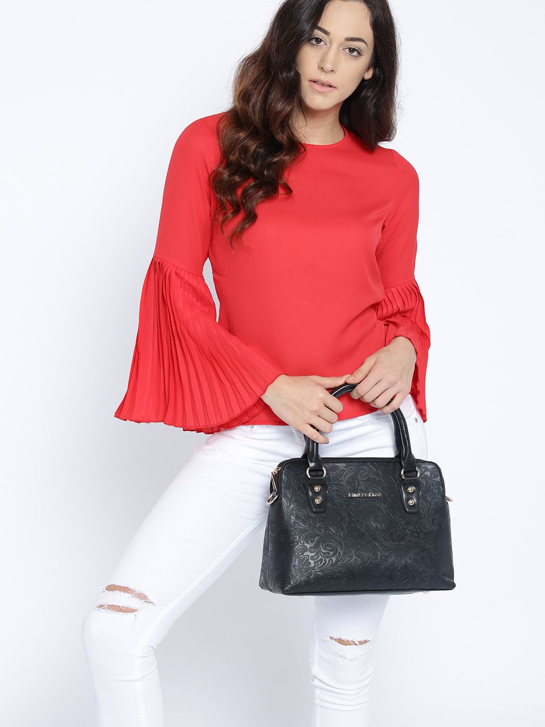 Lino Perros Black Textured Handheld Bag