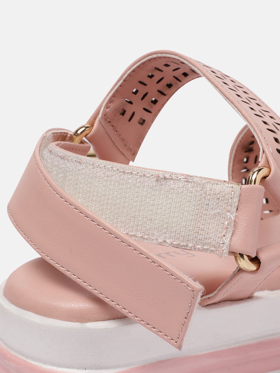 DressBerry Women Textured Open Toe Flats with Laser Cuts