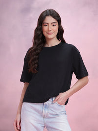 DressBerry Women Drop-Shoulder Sleeves Boxy T-shirt