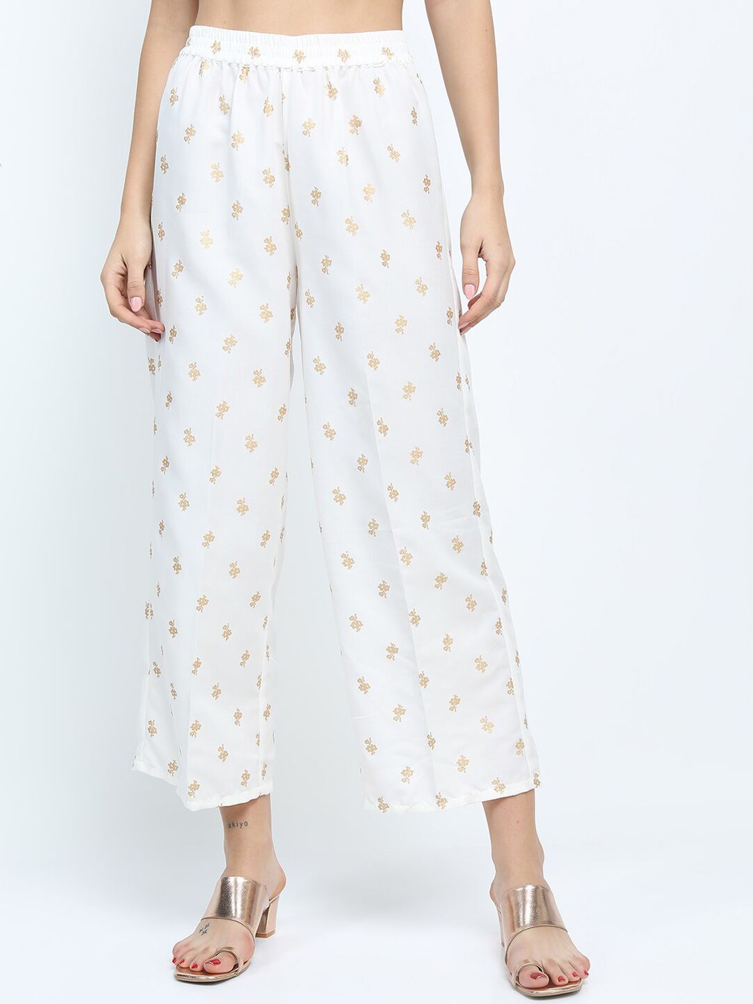 Vishudh Women Pink & White Floral Printed Kurta Palazzos & Dupatta