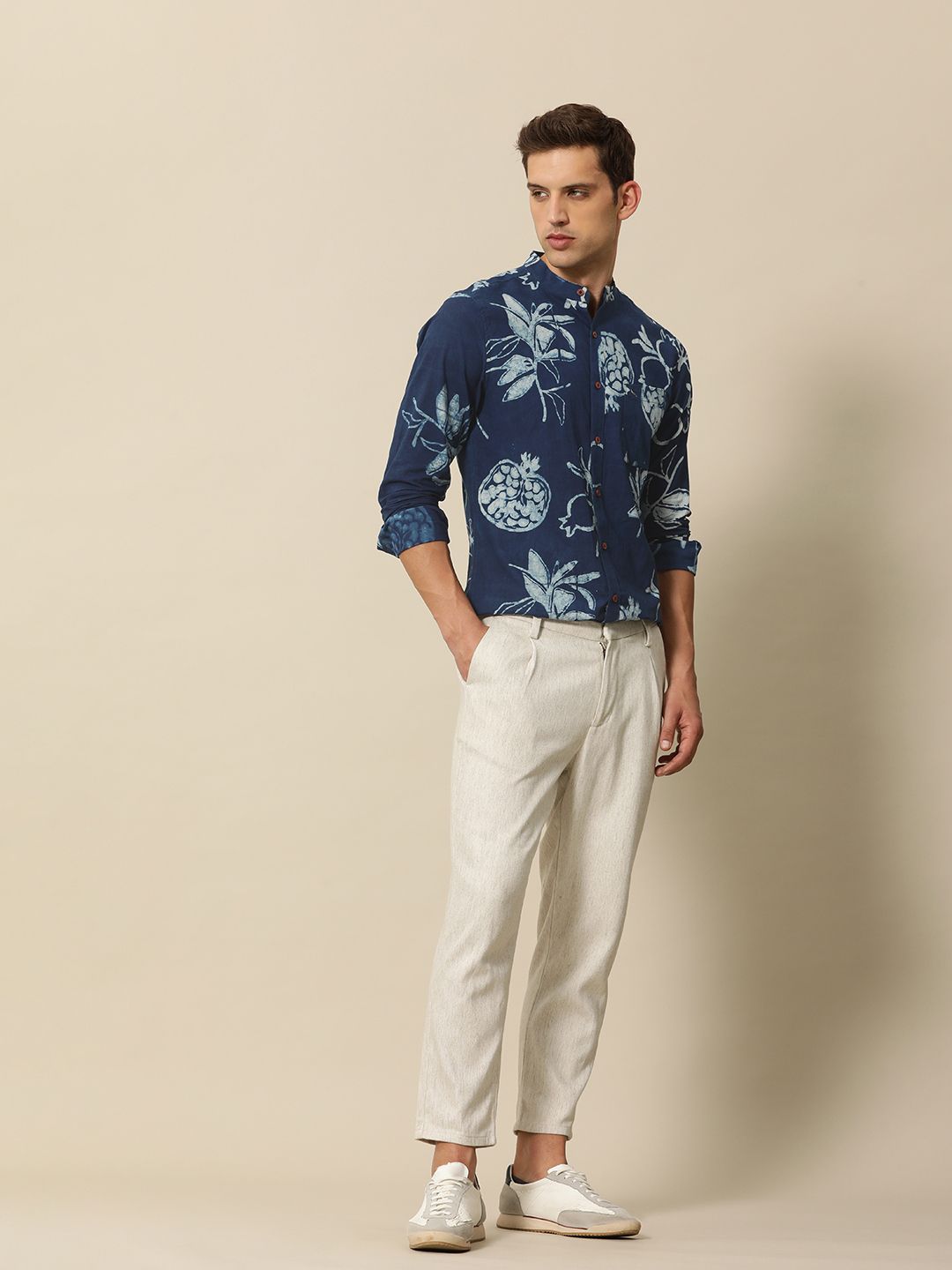 Mr Bowerbird Pure Cotton Tailored Fit Hand Block Printed Casual Shirt