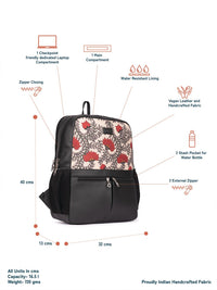 ZOUK Women Floral Printed Vegan Leather Backpack With Compression Straps-Up to 16 inch