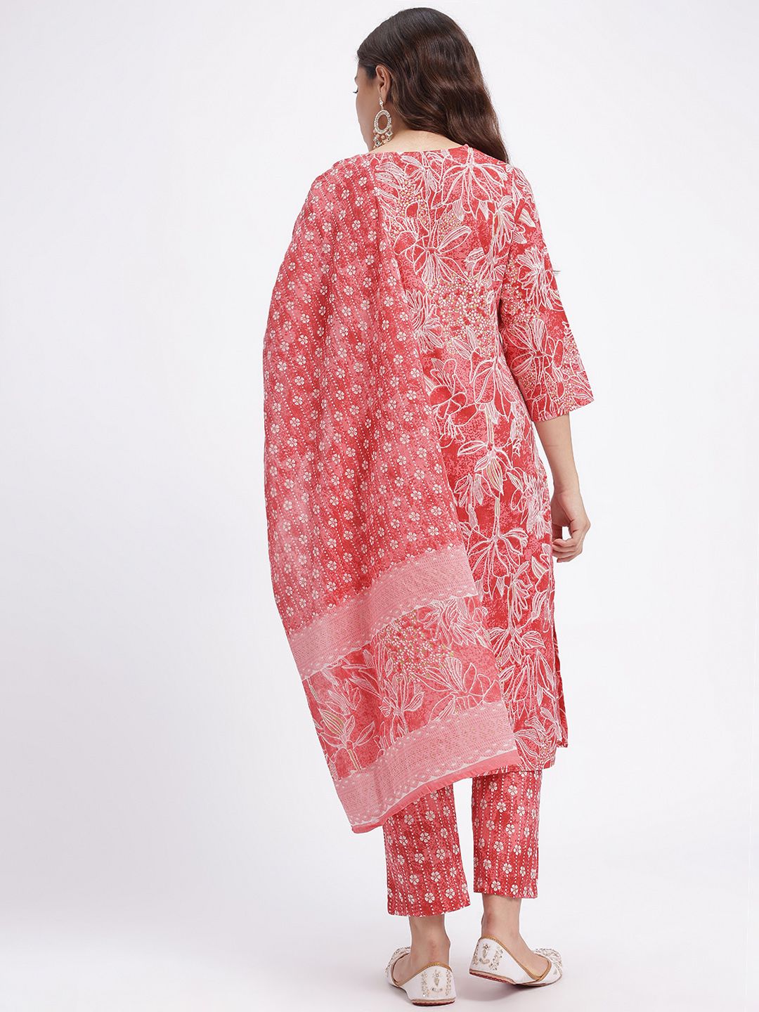 Anouk Floral Print Regular Pure Cotton Kurta Set