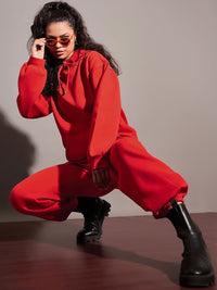 SASSAFRAS Women Red Relaxed-Fit Joggers