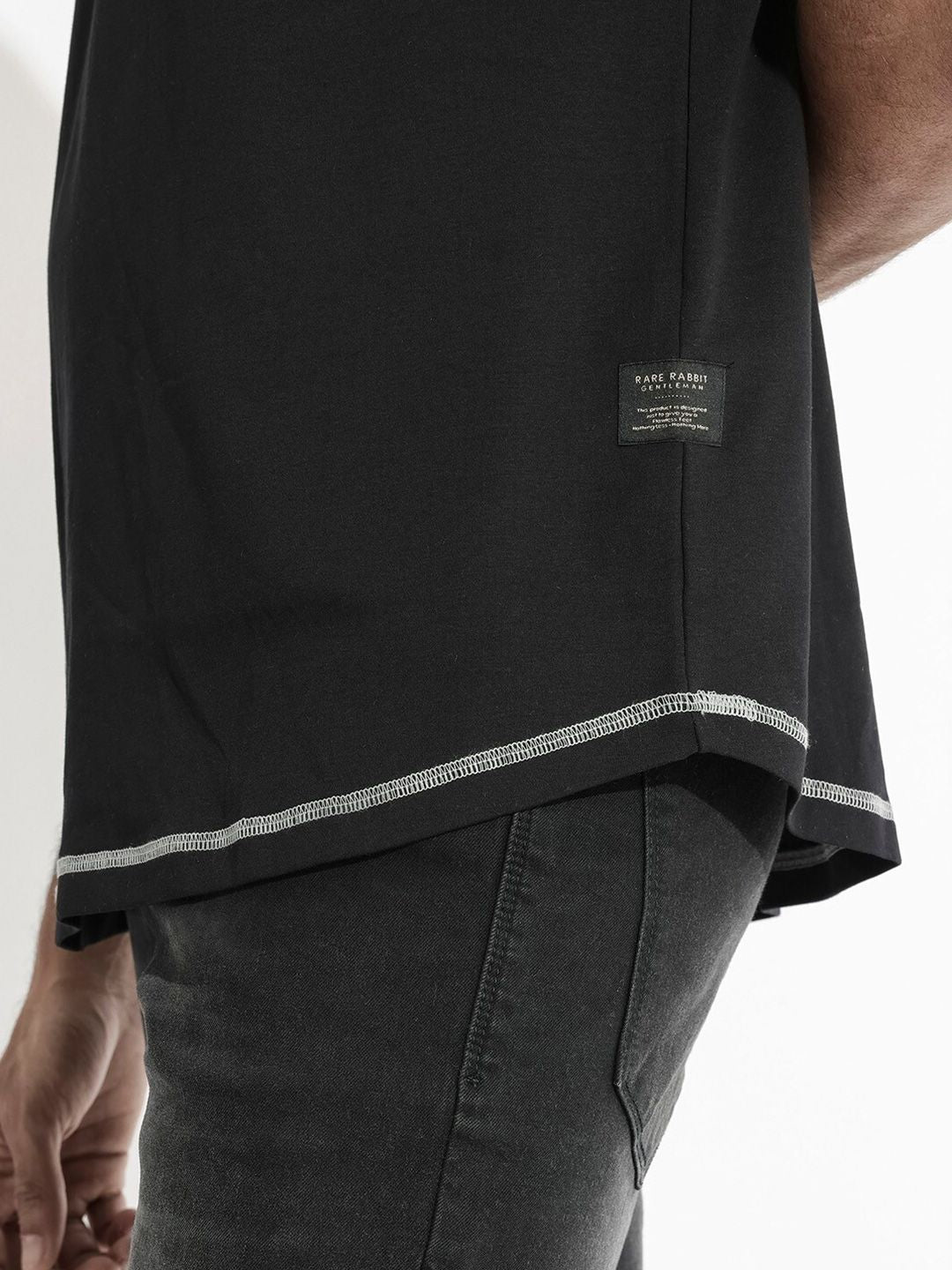 RARE RABBIT Men Rings-4 Slim Fit Solid Polo Collar Pure Cotton T-Shirt