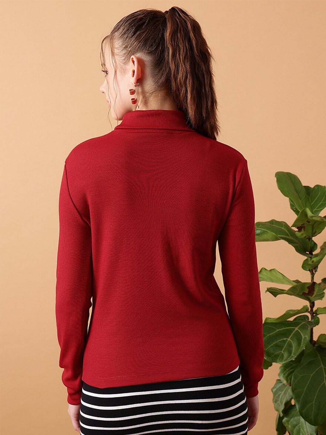 STREET 9 Pure Cotton High Neck Fitted Top