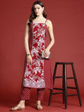 Anouk Floral Printed Regular Kurta with Trousers