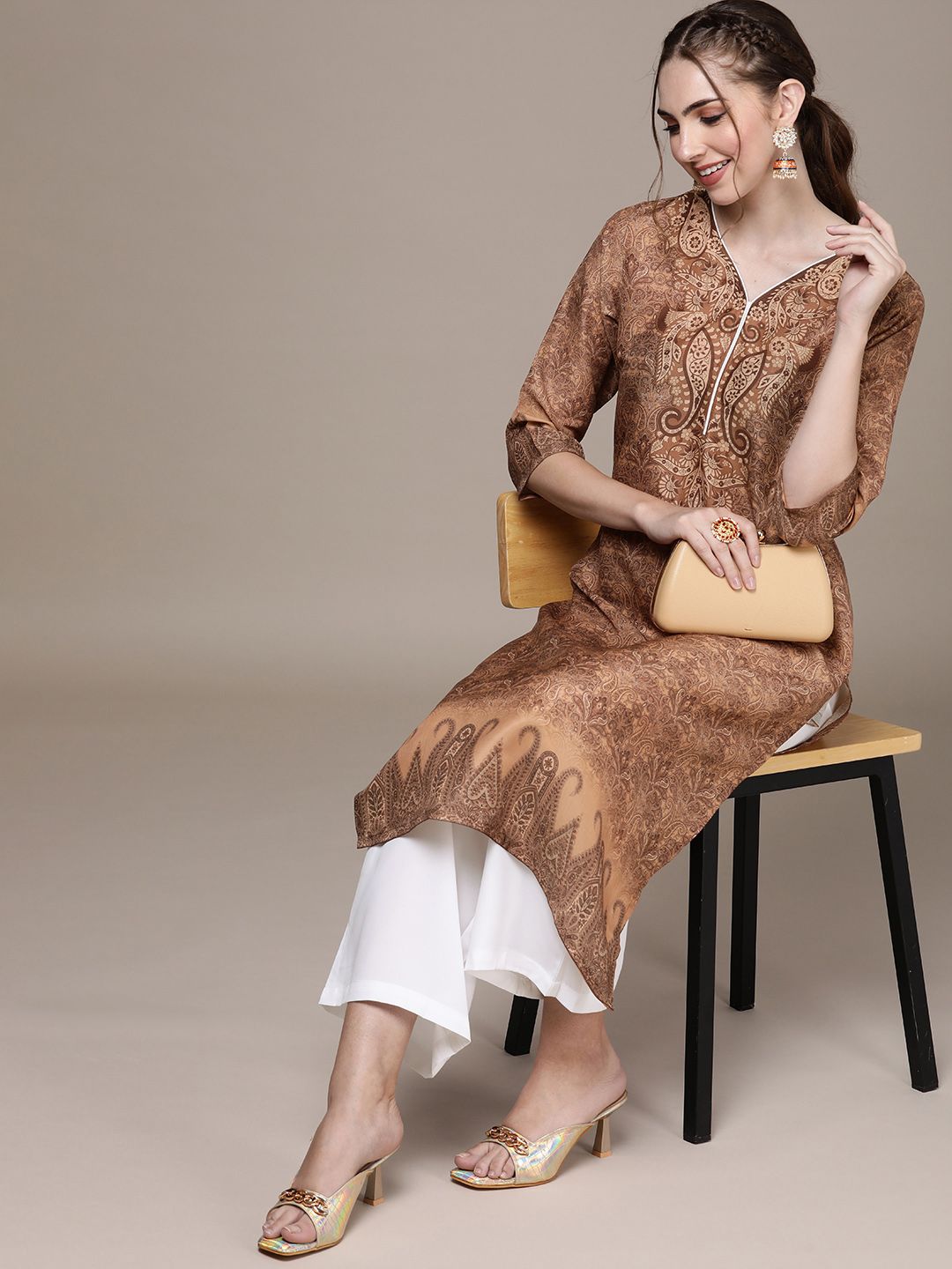 Anouk Paisley Printed Kurta With Palazzos