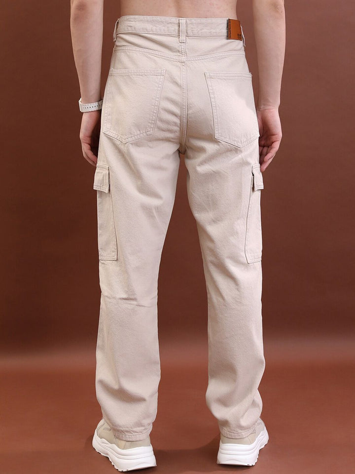 HIGHLANDER Men Khaki Relaxed Fit Clean Look Cotton Jeans