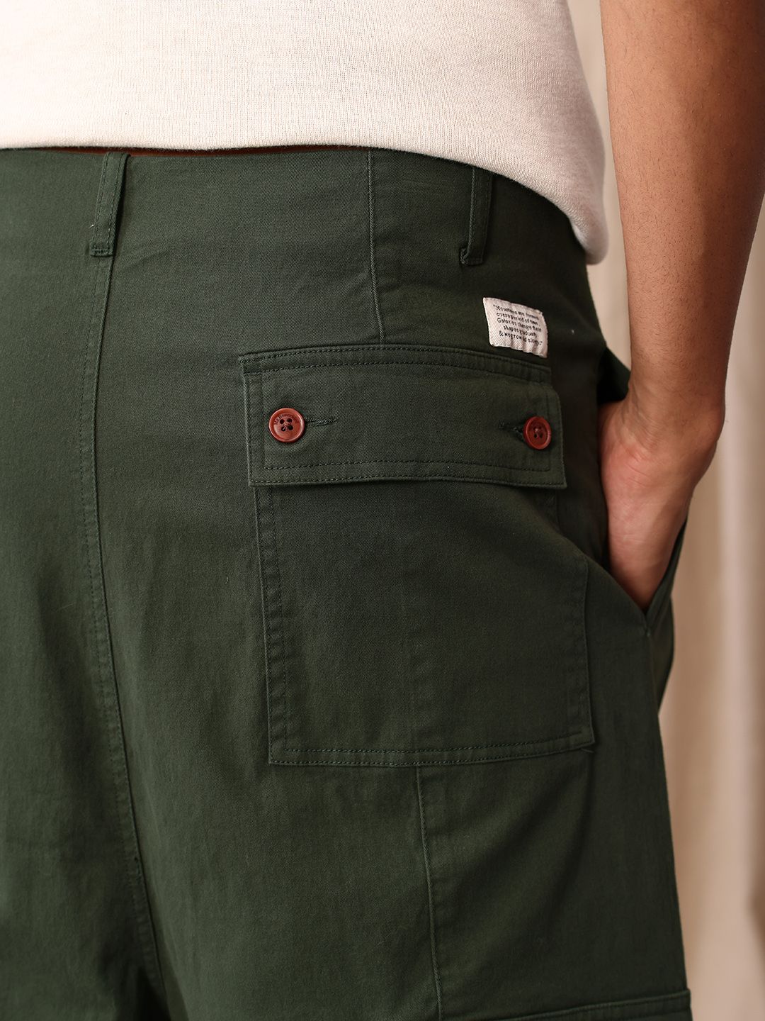 Mr Bowerbird Men Cropped Oversized Cargos Trousers