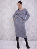 Athena Blue Self Design Top & Skirt