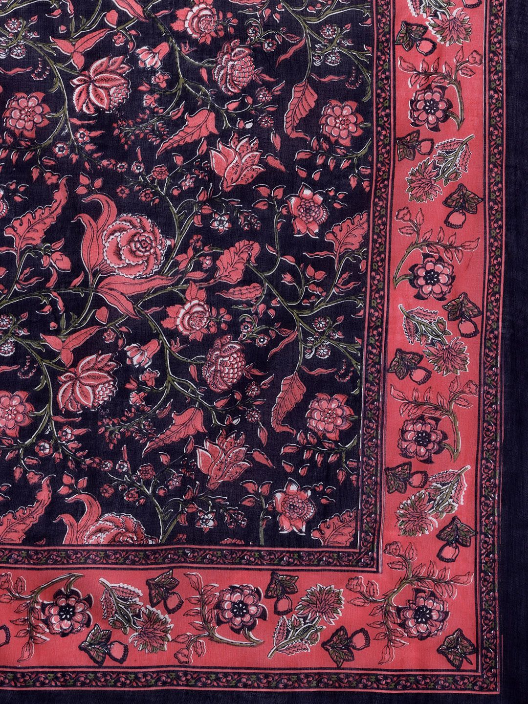 Indo Era Floral Printed Panelled Gotta Patti Pure Cotton Kurta With Trousers & Dupatta