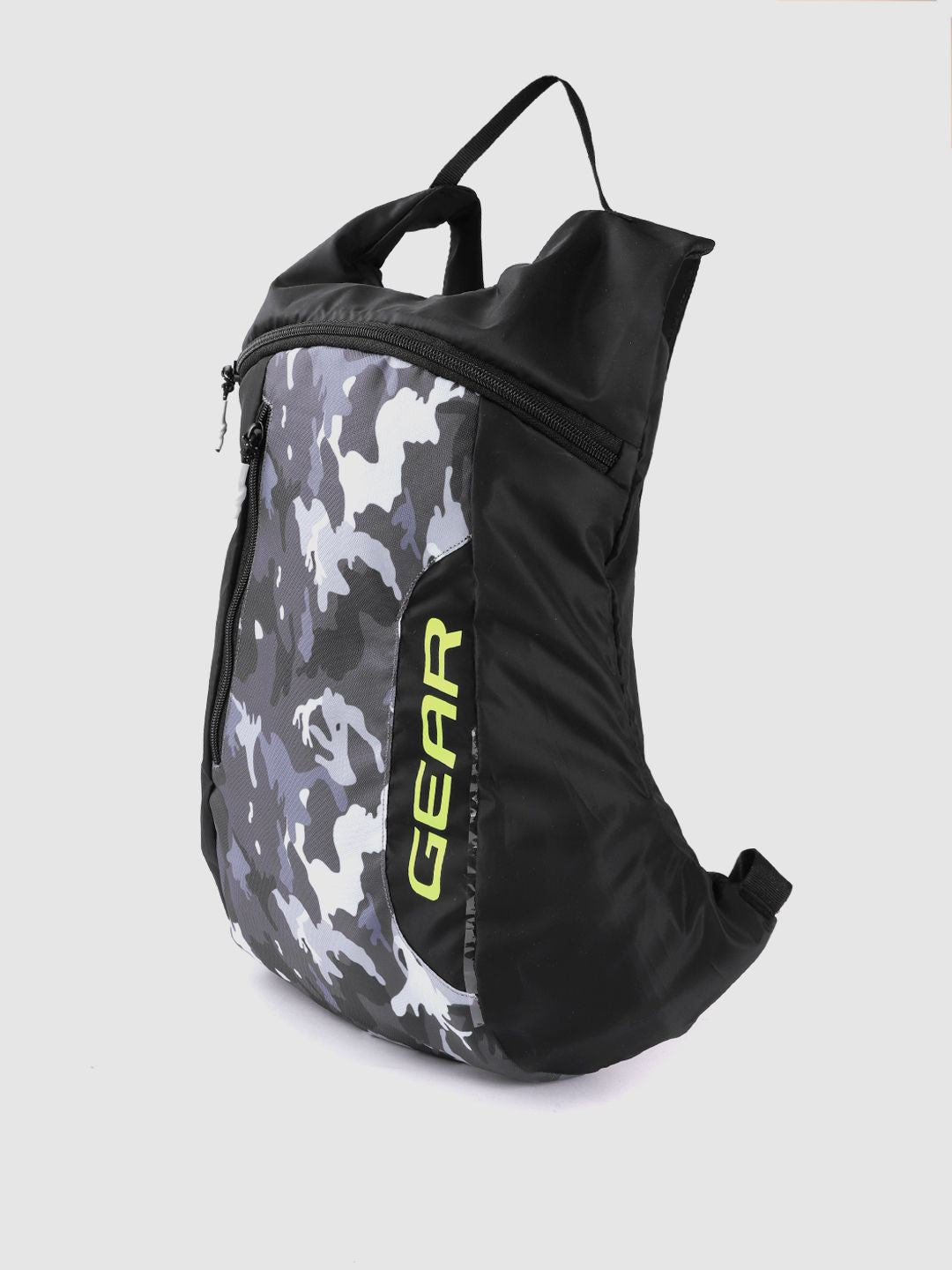 Gear Unisex Black & Grey Camouflage & Brand Logo Print Backpack