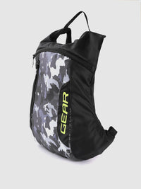 Gear Unisex Black & Grey Camouflage & Brand Logo Print Backpack