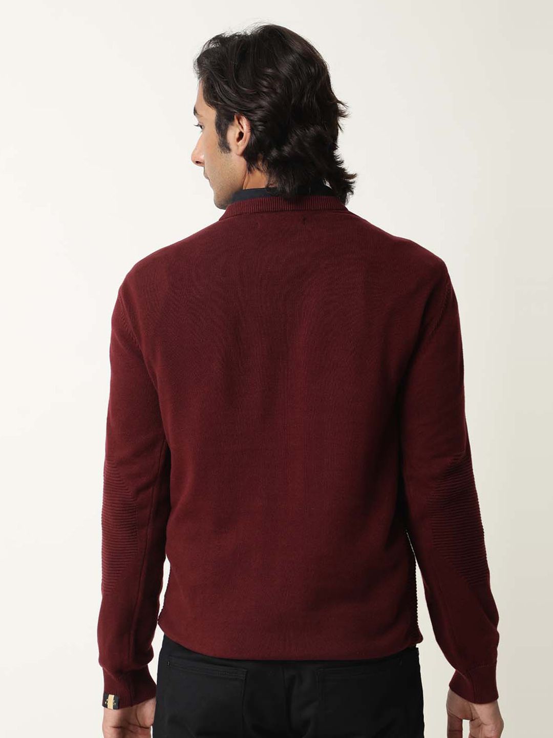 RARE RABBIT Men Rumbled Slim Fit Half Zipper Sweater