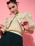STREET 9 Gorgeous Green Vertical Striped Top