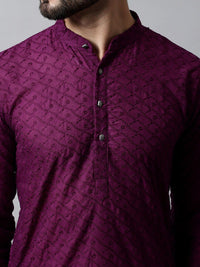 Jompers Embroidered Mandarin Collar Cotton Kurta