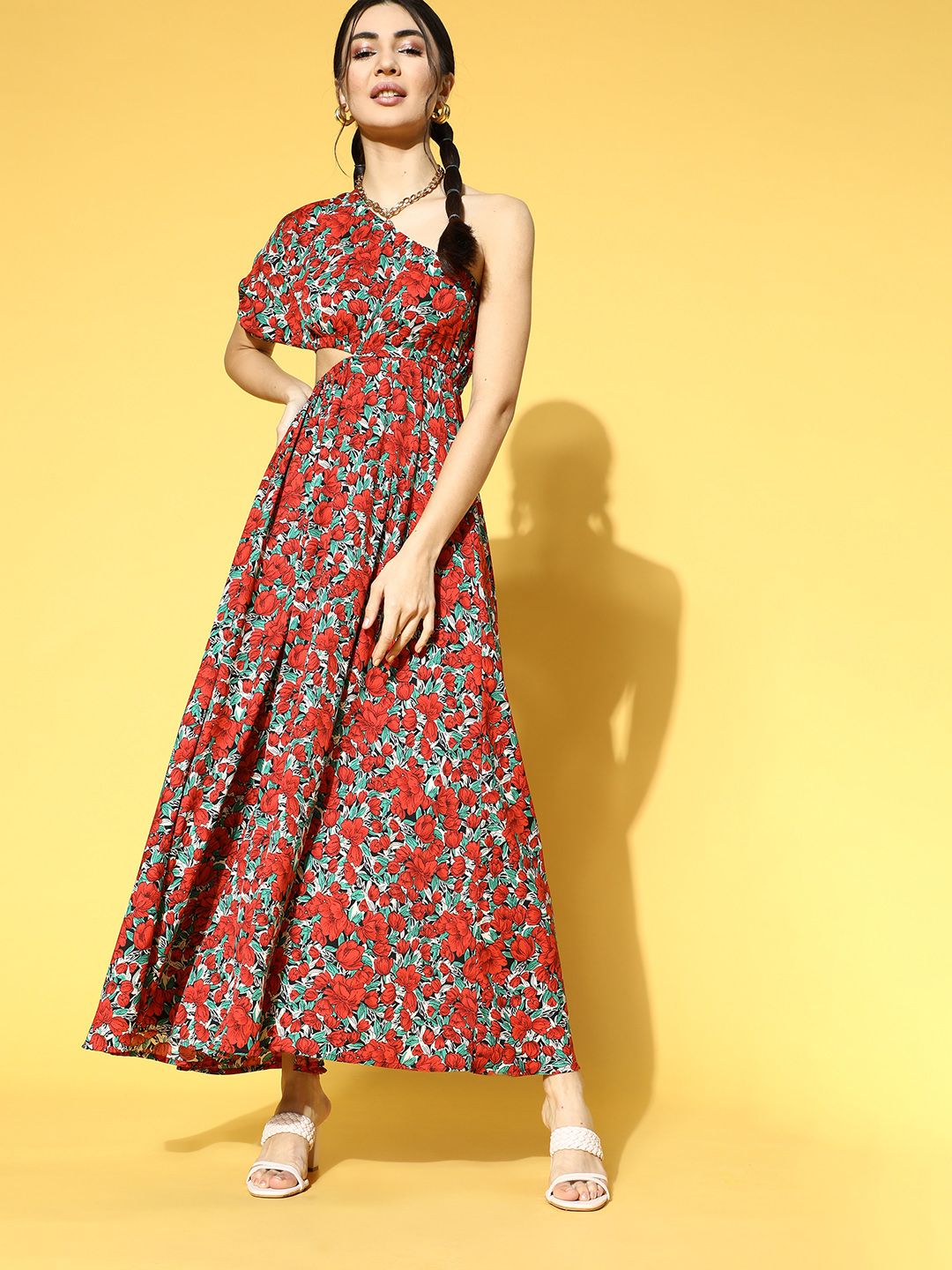 Berrylush Women Gorgeous Floral One-Shoulder Dress