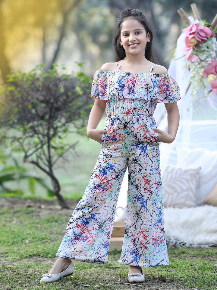 Cutiekins Girls Printed Shoulder Straps Basic Jumpsuit