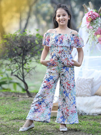 Cutiekins Girls Printed Shoulder Straps Basic Jumpsuit