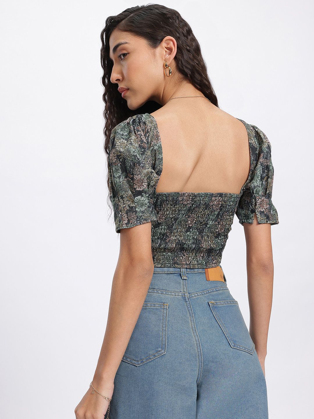 DressBerry Mosaic Muse Smocked Crop Top