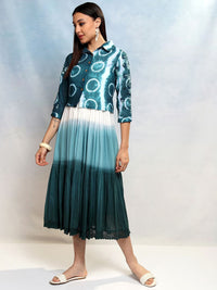 Vishudh Tie and Dye Dyed A-Line Midi Holi Dress