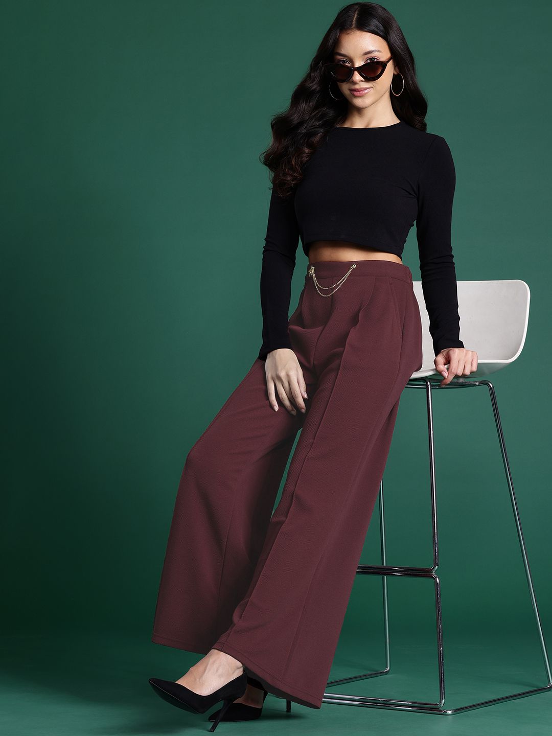 DressBerry Women Pleated Wide Leg Trousers
