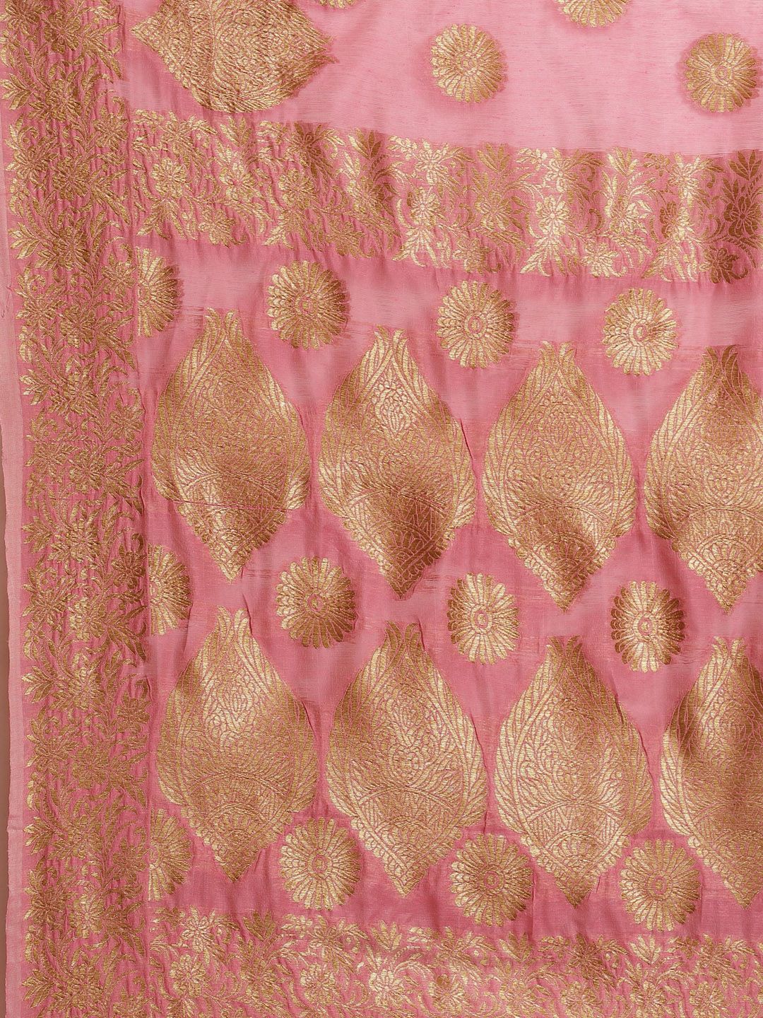 Saree mall Pink & Golden Woven Design Saree