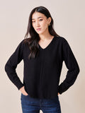AND V-Neck Cuffed Sleeves solid Top