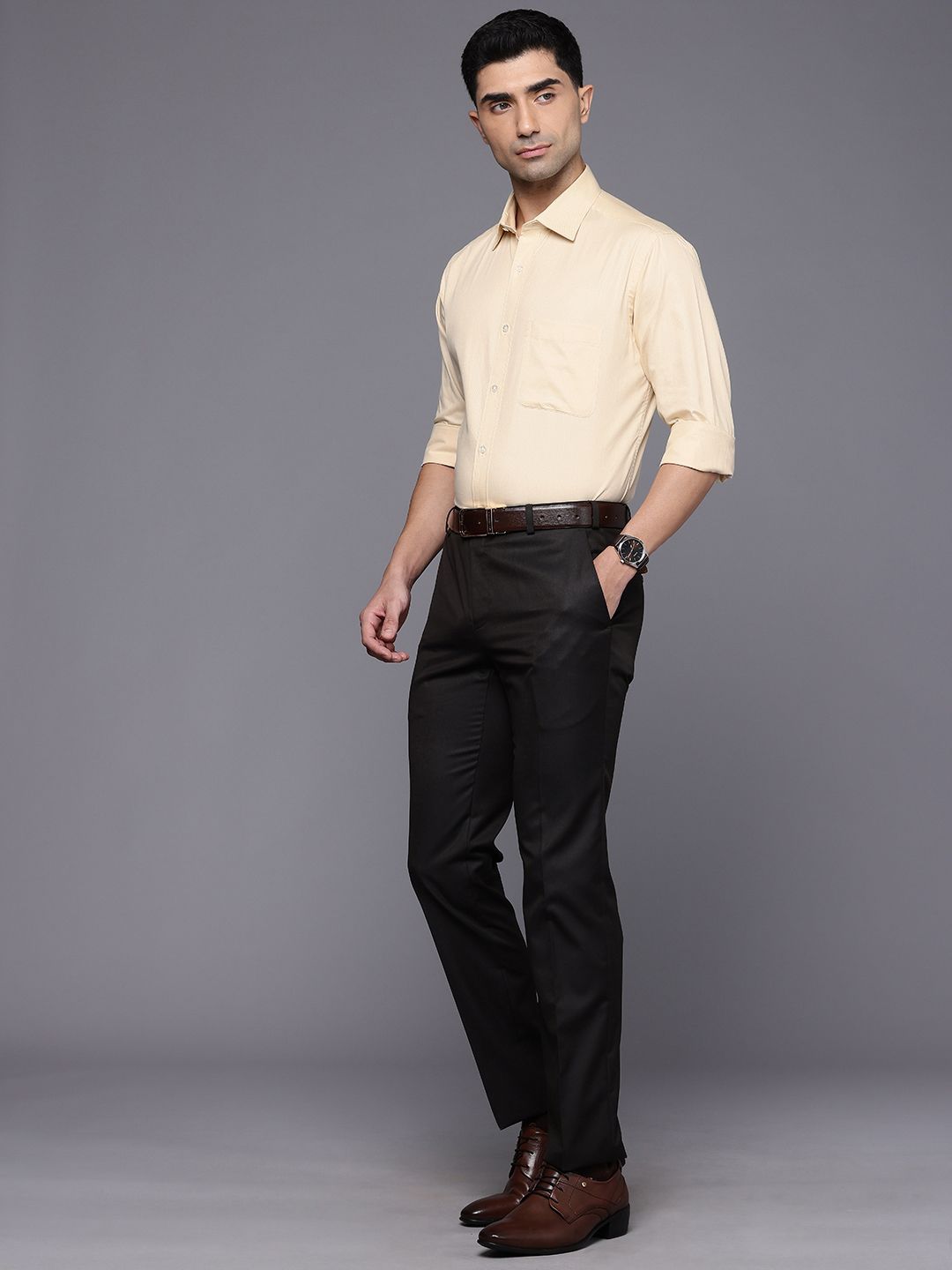 Raymond Slim Fit Textured Pure Cotton Formal Shirt